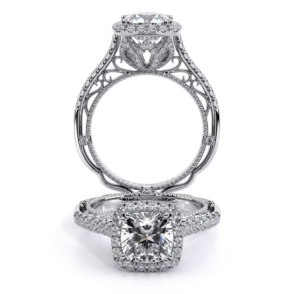 Venetian-5061cu-Platinum Cushion Halo Engagement Ring