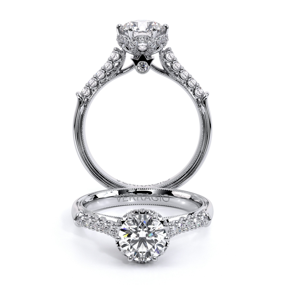 Renaissance-938r-Platinum Round Pave Engagement Ring