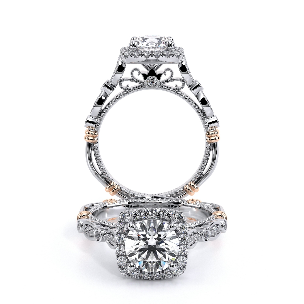 Parisian-136cu-Platinum Cushion Halo Engagement Ring