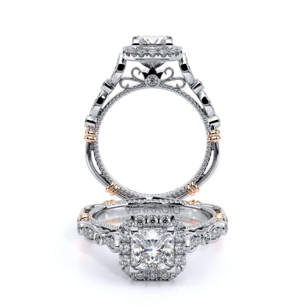 Parisian-136p-Platinum Princess Halo Engagement Ring