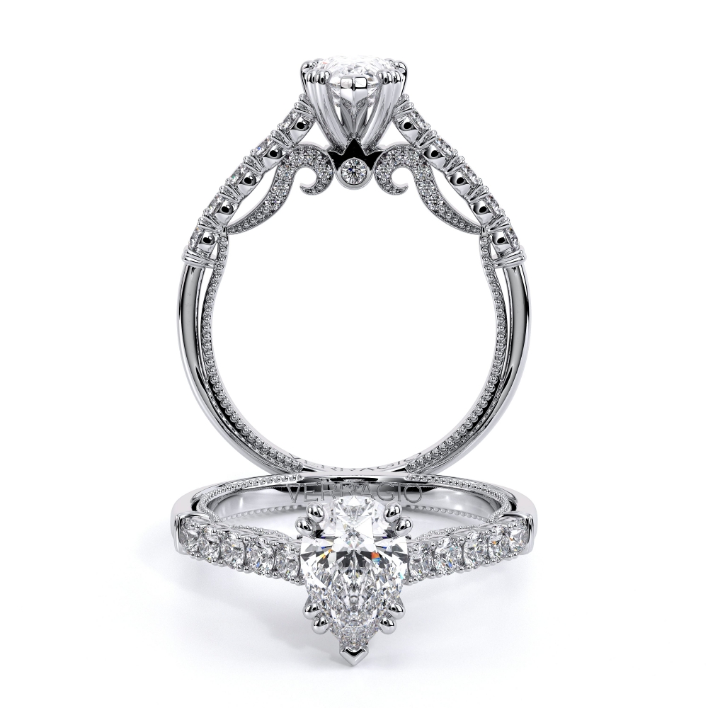 Insignia-7097pear-Platinum Pear Pave Engagement Ring