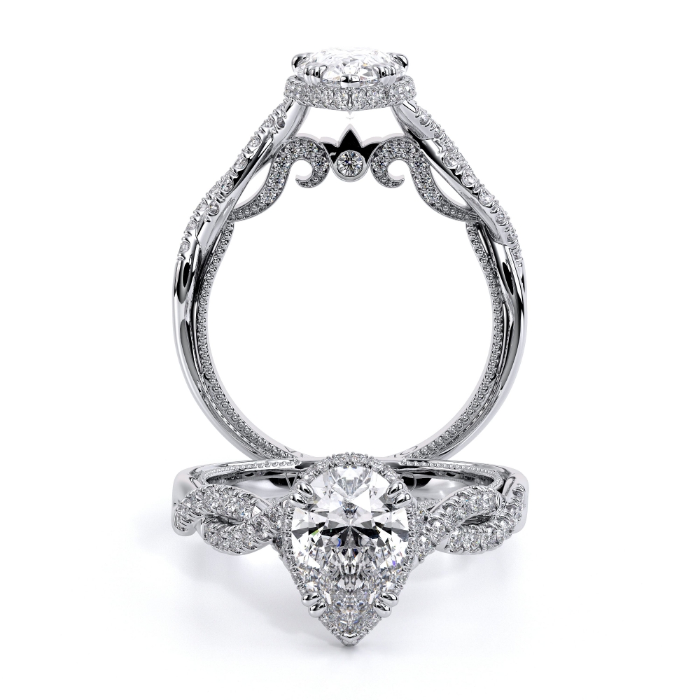 Insignia-7099pear-Platinum Pear Halo Engagement Ring