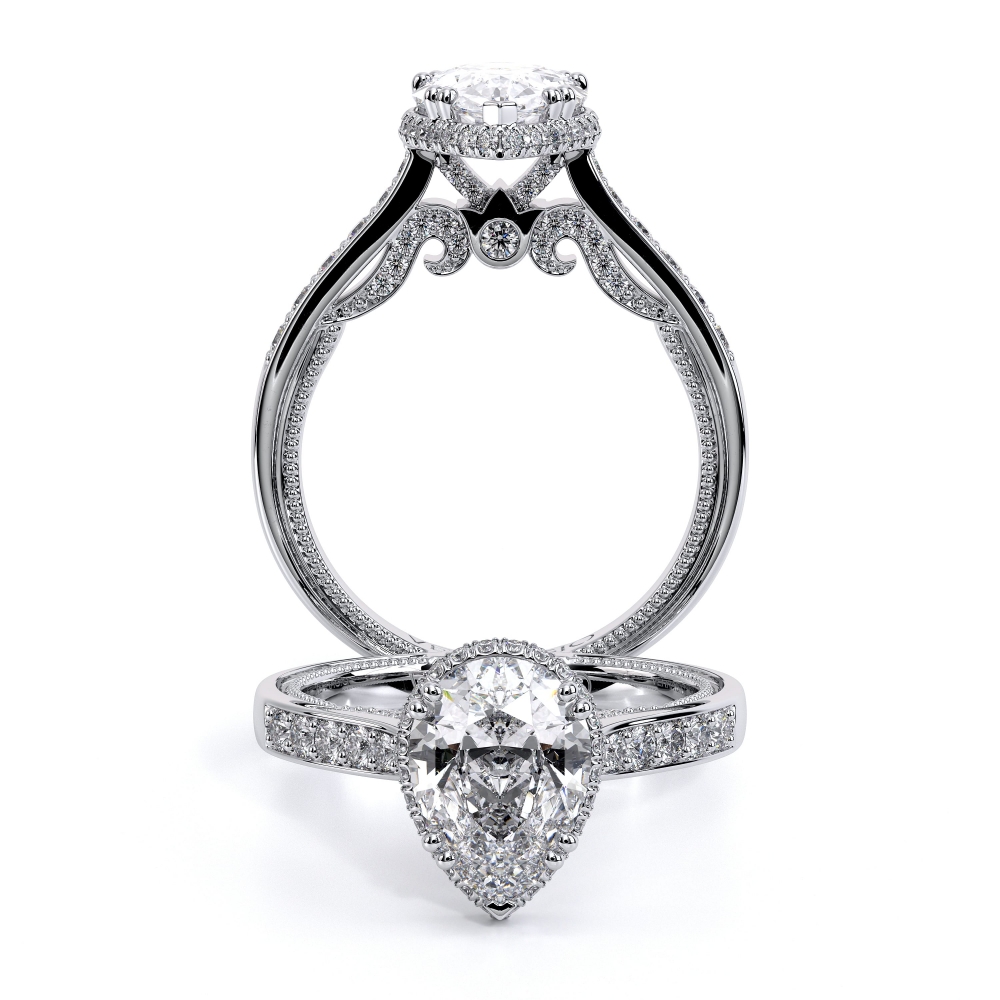 Insignia-7102pear-Platinum Pear Halo Engagement Ring