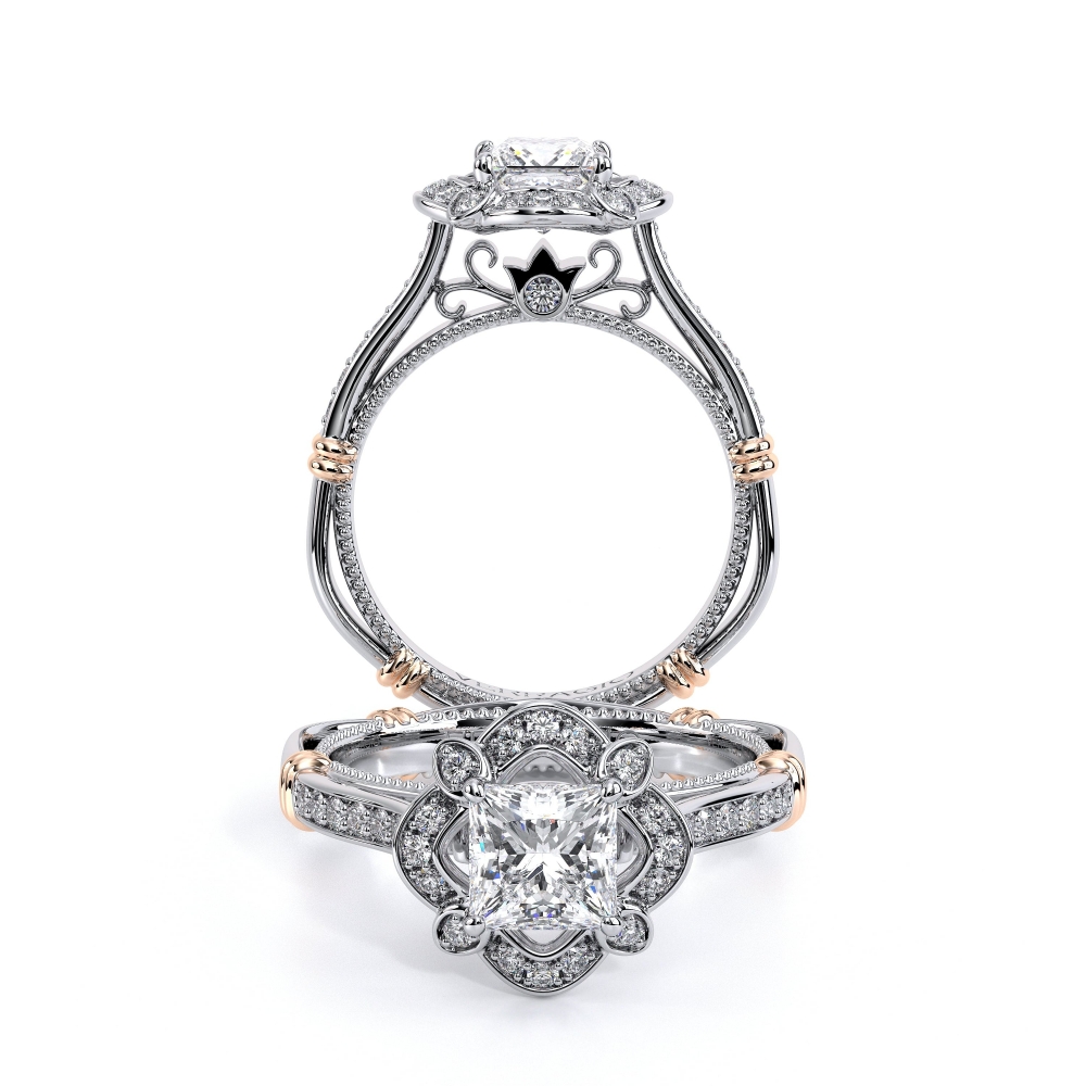 Parisian-157p-Platinum Princess Halo Engagement Ring