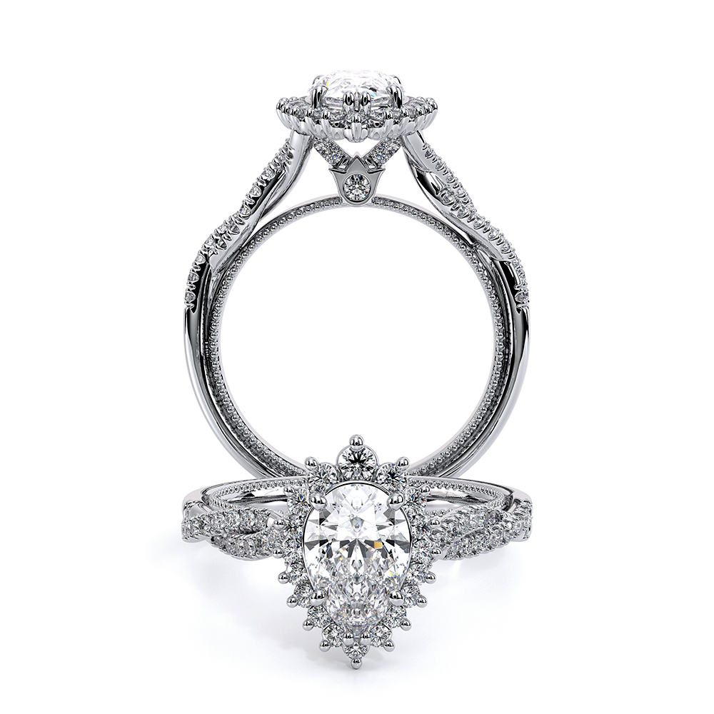 Renaissance-987opear-Platinum Pear Halo Engagement Ring