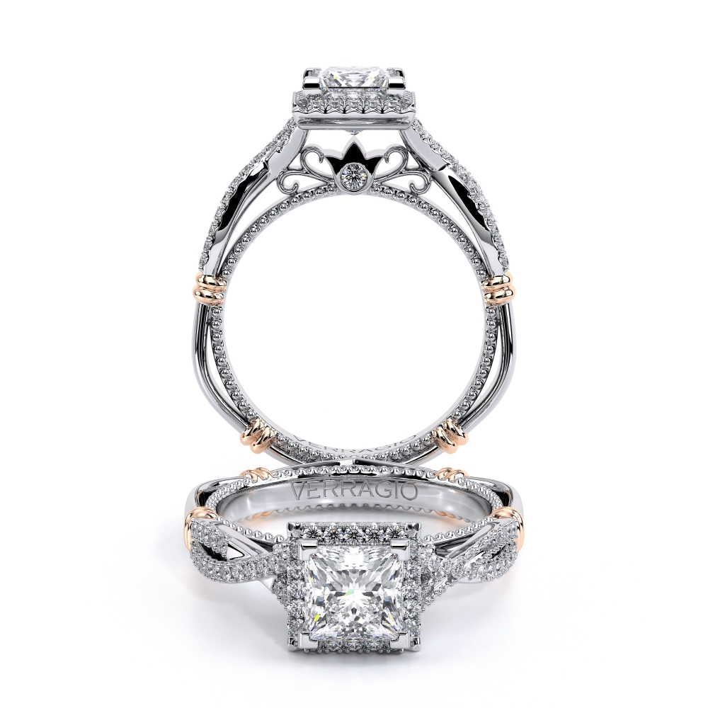 Parisian-106p-Platinum Princess Halo Engagement Ring